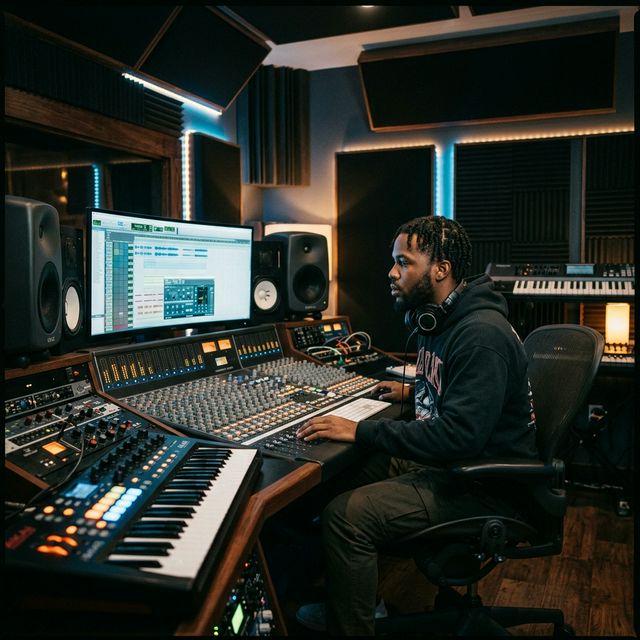 Riel at work in the studio